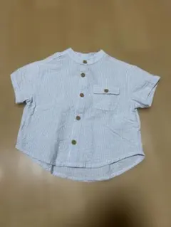 コトリ バースデイ シャツ ストライプ ブルー 80