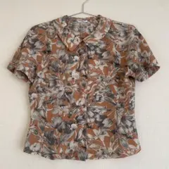 花柄　オンワード　ヴィンテージ ブラウス　ブラウン