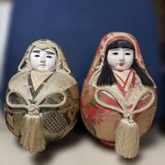 縁起達磨 ダルマ 日本人形 2体セット ひな祭り 夫婦だるま 昭和レトロ