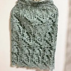 美品　マイストラーダ 花柄レース タイトスカート グリーン　膝丈　上品　34