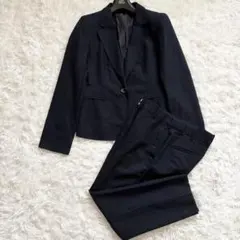 エヌラインプレシャス パンツスーツ ストレッチ セットアップ ストライプ 11号