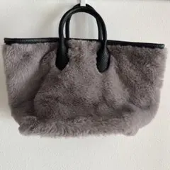ボアハンドバッグ　もこもこ　トートバッグ　グレー