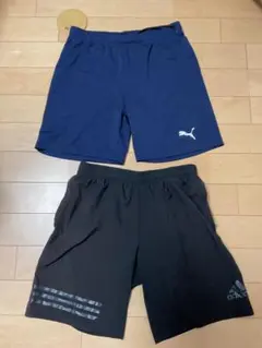 PUMA ネイビー & adidas ブラック ハーフパンツセット