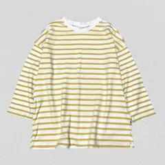 sorafuku♡クルーネックボーダーカットソー　7分袖　オーバーサイズ　M