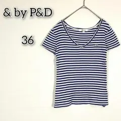 アンドバイピンキーアンドダイアン 【36】 Tシャツ Vネック ボーダー柄のサムネイル