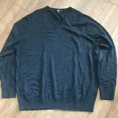 美品　ユニクロ メンズ　プレミアムメリノウール　Vネック　ウールマーク有　3XL