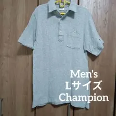 【美品】Champion グレー ポロシャツ メンズ Lサイズ 半袖 トップス