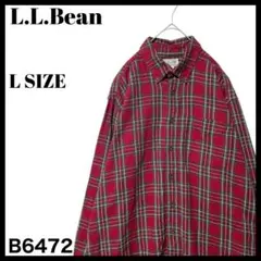 エルエルビーン 赤 タータンチェック フランネルシャツ 長袖シャツ メンズXL