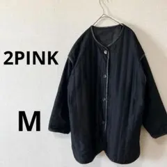 2PINK 薄手　キルティングジャケット 黒　オーバーサイズ　M