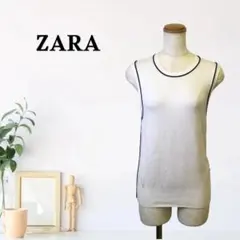 zk220【L】ZARA タンクトップ リブ編み サイドスリット 薄手のサムネイル