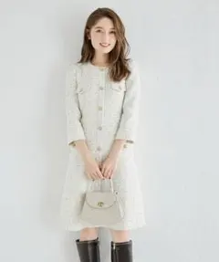 【新品タグ付】tocco スノーフレーク飾り釦付きツイードワンピース　トッコ