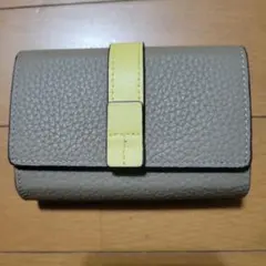 LASIEM 蛇腹ミニ財布 グレージュ クリームイエローのサムネイル