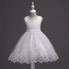 女の子　発表会　結婚式　パーティー　ドレス　125 130サイズ　白　プリンセス