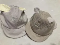 双子　Polo 耳付きベビーキャップ 2点セット