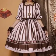 Chalmiere ボンボンショコラ チョコレート柄ワンピース ピンク