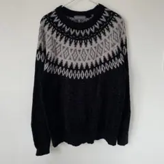 SEASON REASON ノルディック柄 ニットセーター Lサイズ 黒・白