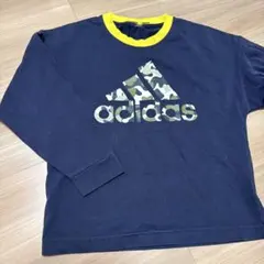 アディダス キッズ 長袖Tシャツ ロンT ネイビー 迷彩ロゴ 130cm