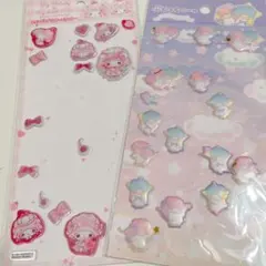 マイメロ キキララ キャンディーグリッターステッカー プクっとシール おすそ分け