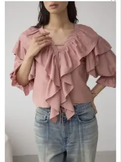 AZUL フリルブラウス ピンク トップス ボリュームスリーブ 新品タグ付き