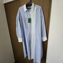 FRAPBOISフラボア　青系ストライプシャツワンピース