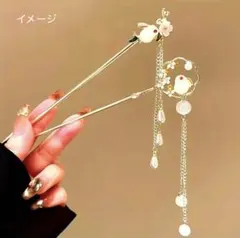 ★ 兎 髪飾り2本セット ★ 簪 　シャンパンゴールド　うさぎ　花　新品