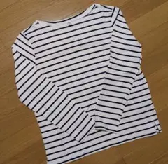 UNIQLO ボーダー ボートネック Tシャツ 長袖 ホワイト＋ネイビー XL