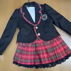 130cm 黒と赤のチェック柄スーツ・ブレザーセット