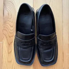 ZARA スクエアトゥ ペニーローファー ブラック 37のサムネイル