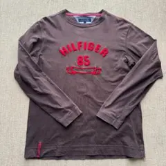 TOMMY HILFIGER 85ロゴ ロンT ブラウン L 古着