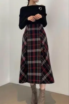 ★美品★【SNIDEL】ロービングチェックミディスカート PNK サイズ0