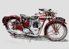 スピードツイン 1937 水彩画 バイク イラスト インテリアのサムネイル