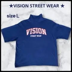 VISION STREET WEAR ハーフジップ Tシャツ　ブルー　Ｌ　メンズのサムネイル