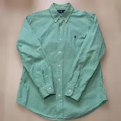 Ralph Lauren 緑 チェック 長袖シャツ　Lサイズ カスタムフィット