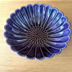 【茶道具】菓子器　紫交趾　菊割型