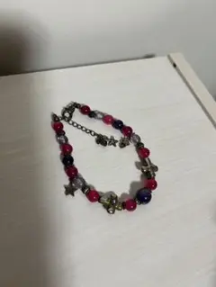 ピンク パープル カラフル ビーズ ブレスレッド