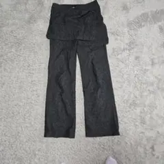 重ね着風ダークグレー フレアパンツ