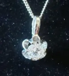 レトロ アンティーク ダイヤ風 透明石 ネックレス シルバーカラー