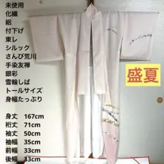 【未使用　トールサイズ】東レシルック　付下　絽　さんび荒川　裄丈71 身丈167のサムネイル