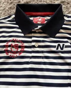 New Balance Golf ポロシャツ ボーダー ネイビーのサムネイル