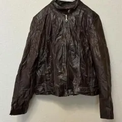 ヴィンテージ加工 レザージャケット シングルライダース ブラウン レディース