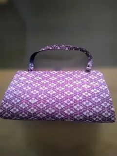 紫色の花柄 和装用バッグ