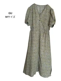 GU ジーユー フラワープリントフロントボタンワンピース Mサイズ