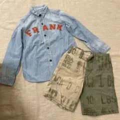 denim dungree FRANKシャ130 シミコミハーフパンツ140