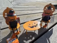 新品 ハロウィン 脚ぶらパンプキン人形 置物 パンプキンチェア テーブル セット