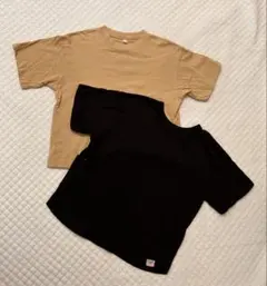【2枚セット】Tシャツ 半袖 ビッグシルエット オーバーサイズ 黒 ベージュのサムネイル