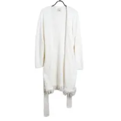 ジェラートピケ　ガウン　カーディガン 羽織り フリンジ　ロング ウエストベルト