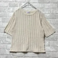 半袖ニット M アイボリー M リブ 大人可愛い シンプル 着回し カジュアル