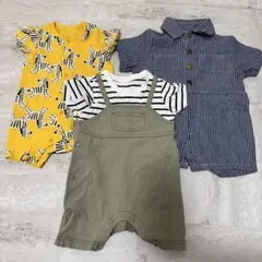 BREEZE gu デニム ゼブラ柄 しまうま 動物 ロンパース 60 70