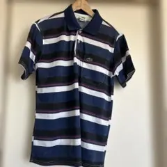 LACOSTE ネイビー ホワイト ストライプ ポロシャツ - メルカリ