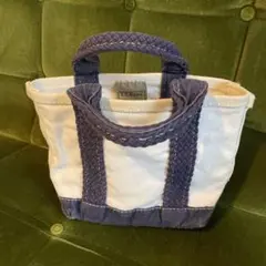 エルエルビーン L.L.Bean 小型トートバッグ ホワイト/ネイビー